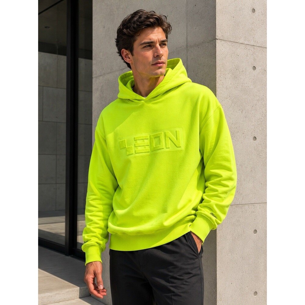 Lacoste Mens S Volt Green Sailing Hoodie Embossed Logo Loose Fit Sweatshirt